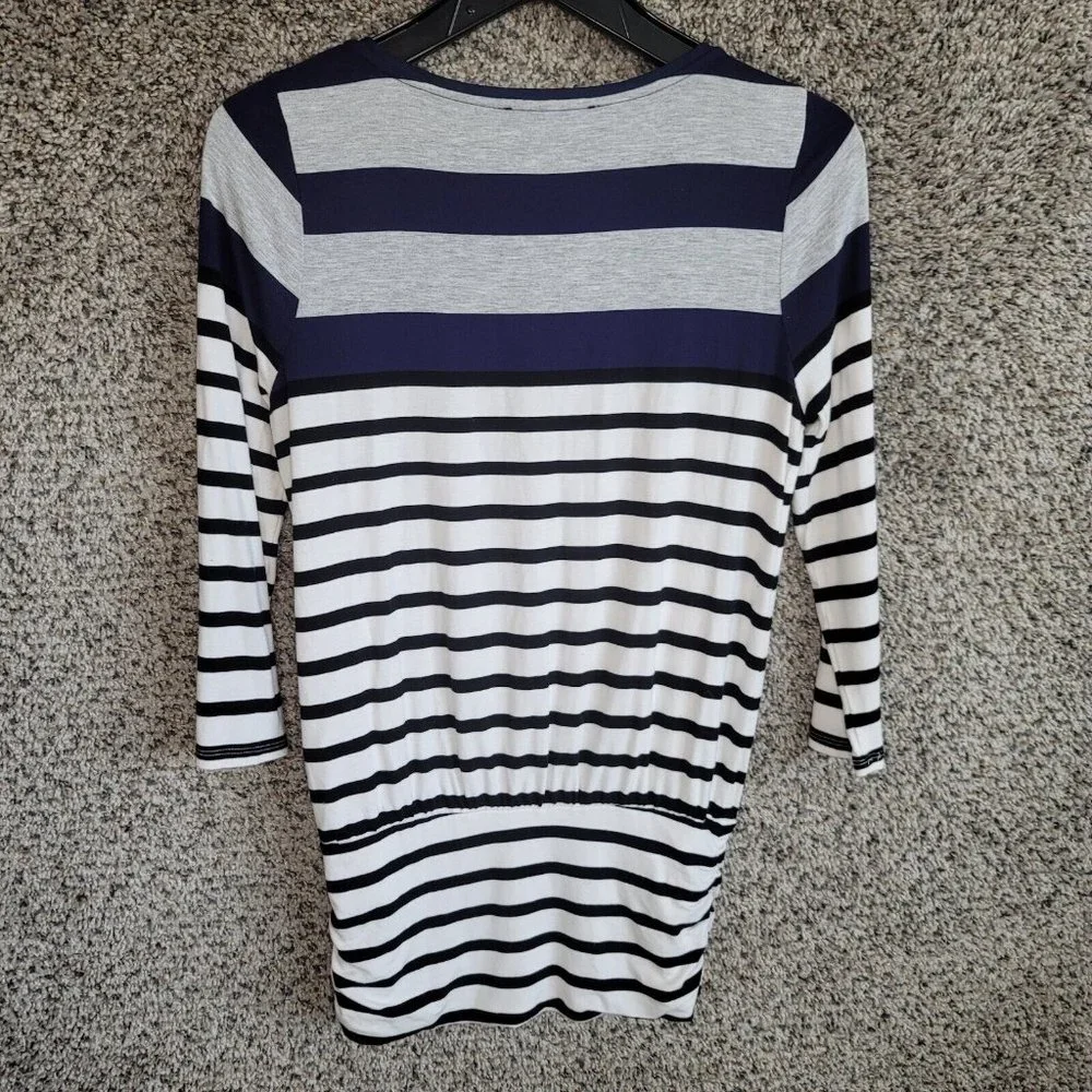 White House Black‎ Market Top Womens XXS Striped 3/4 Sleeve Tunic Stretch Casual - Picture 9 of 9
